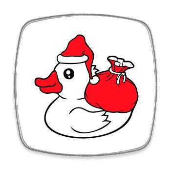 Ente Sack Mütze Weihnachtsmann Weihnachten Advent - Viereckiger Kühlschrankmagnet - Weiß - Vorne