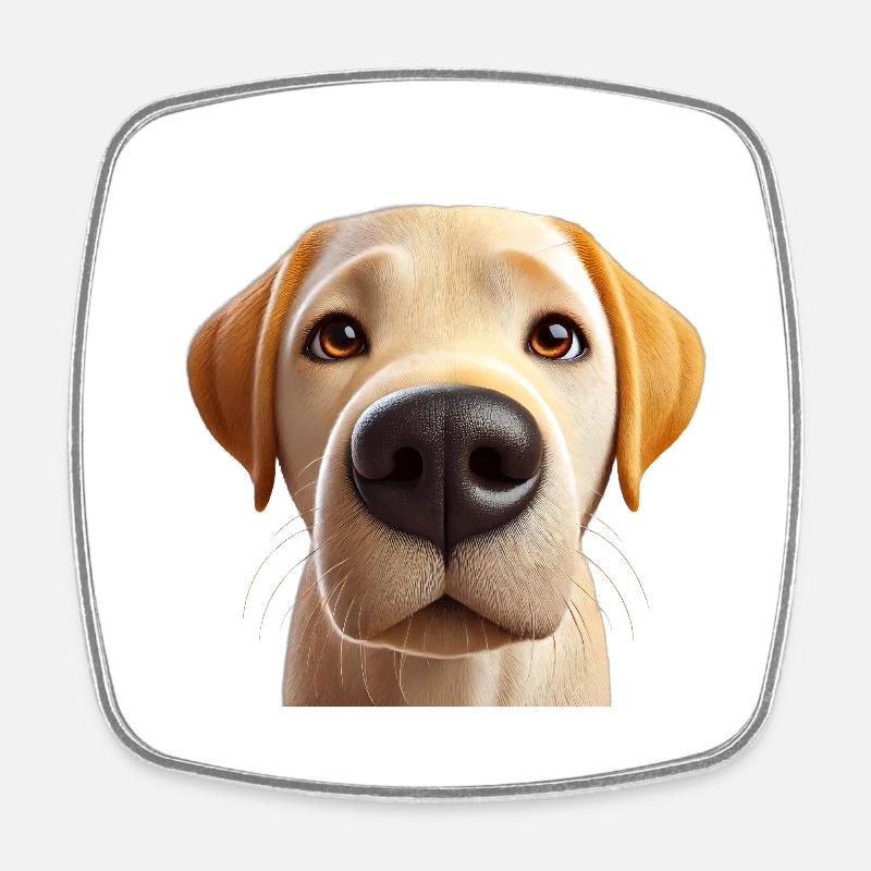 Dog Head 5 beige - Square fridge magnet - white