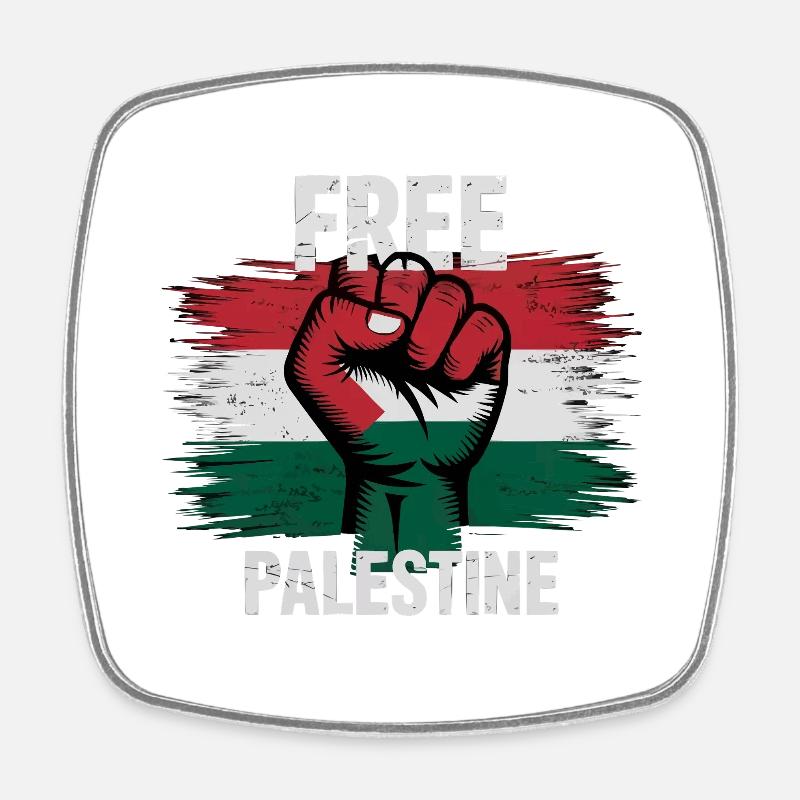 Free Palestine - Square fridge magnet - white