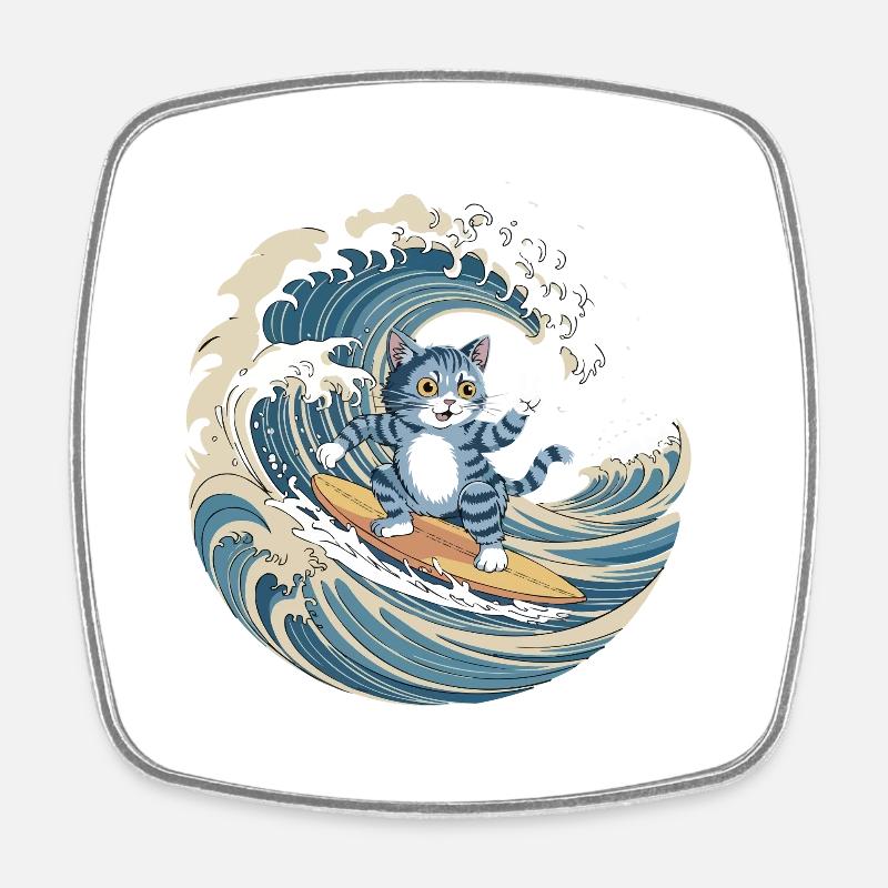 Vague Cat - Square fridge magnet - white