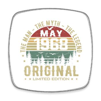 May 1968 57th Anniversary Gift May 1968 May 1968 - Square fridge magnet - white - Front