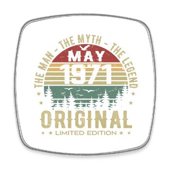 May 1971 54th Anniversary Gift May 1971 May 1971 - Square fridge magnet - white - Front