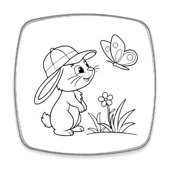 Hase Häschen mit Kappe - Viereckiger Kühlschrankmagnet - Weiß - Vorne