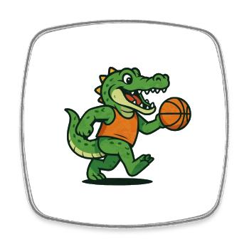 krokodil basketball - Viereckiger Kühlschrankmagnet - Weiß - Vorne