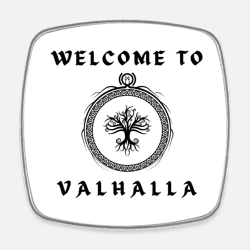 Willkommen in Walhalla - Viereckiger Kühlschrankmagnet - Weiß