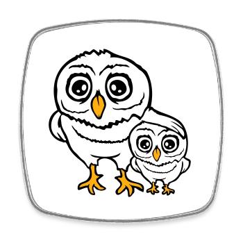 2 Owls Dad Mom Child Baby Family Mother Father - Square fridge magnet - white - Front