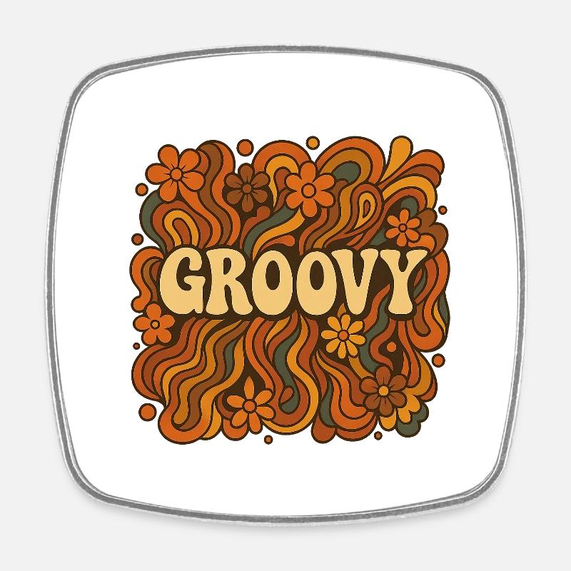 Groovy - Square fridge magnet - white