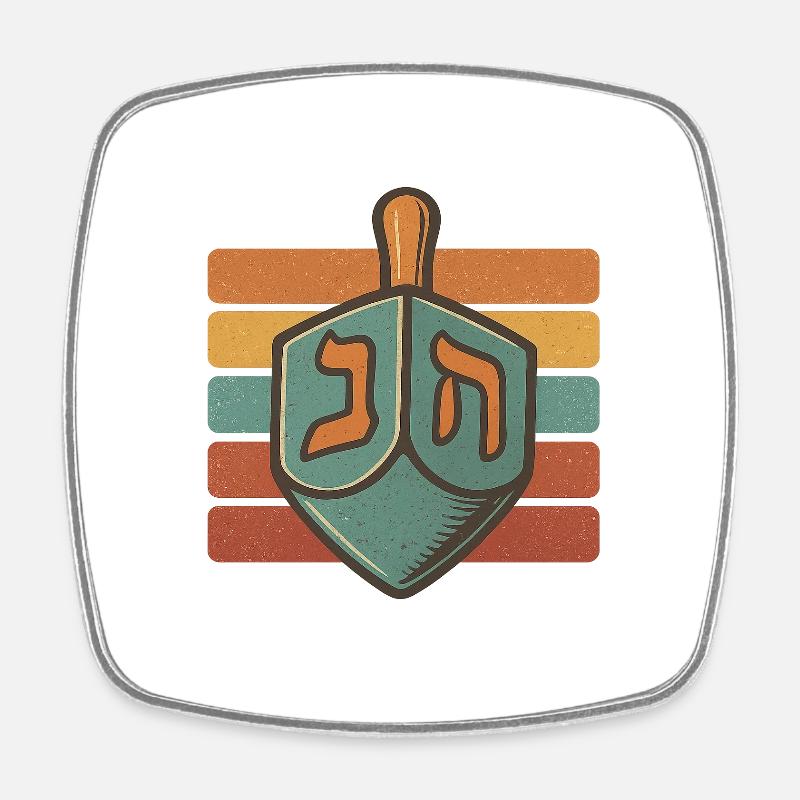 Dreidel - Magnet carré - blanc