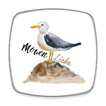 Möwen Liebe Illustration - Viereckiger Kühlschrankmagnet - Weiß - Vorne