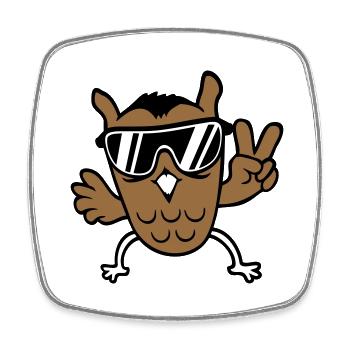 Cool Owl Peace Hand Sign Victory Sunglasses - Square fridge magnet - white - Front