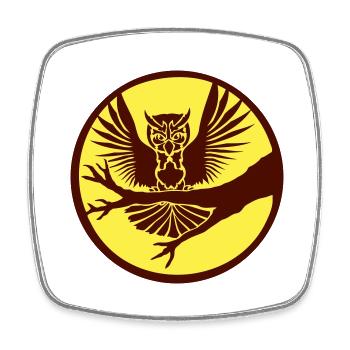 Owl Tree Branch Eagle Owl Moon Night Full Moon Round Forest - Square fridge magnet - white - Front