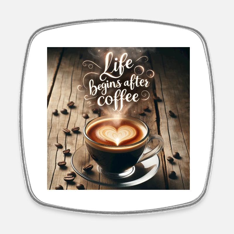 Coffee image - Square fridge magnet - white