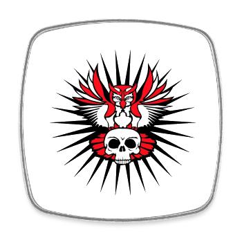 Eule Uhu Cool Schädel Totenkopf Halloween Tattoo - Viereckiger Kühlschrankmagnet - Weiß - Vorne