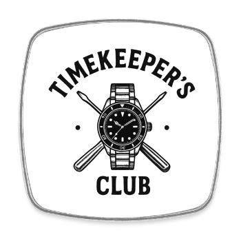 Timekeepers Club für Uhrmacher und Sammler - Viereckiger Kühlschrankmagnet - Weiß - Vorne
