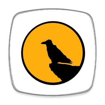 oiseau assis lune la nuit falaise loup-garou loup hurlant - Magnet carré - blanc - Devant
