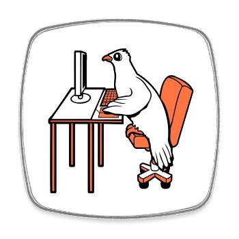 Pigeon Works Office Computer Keyboard Mouse Gamer - Square fridge magnet - white - Front