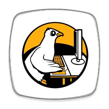 Pigeon Works Office Computer Keyboard Mouse Gamer - Square fridge magnet - white - Front