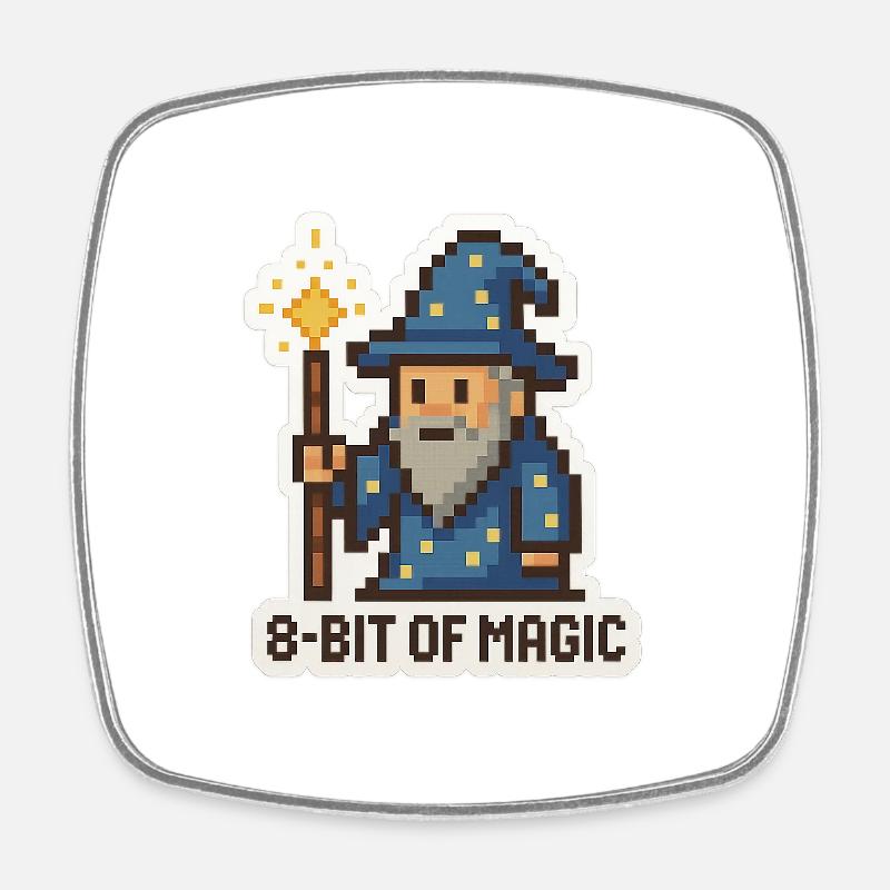 8 Bit of Magic - Retro Pixel Wizard - Square fridge magnet - white