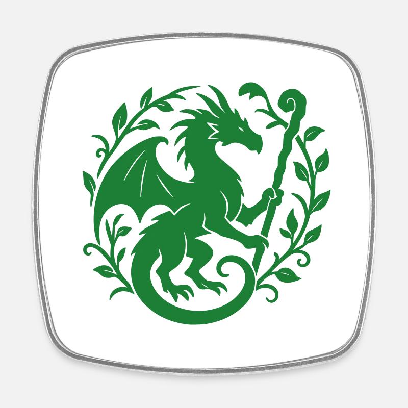 Druide Dragon (vert clair) - Magnet carré - blanc
