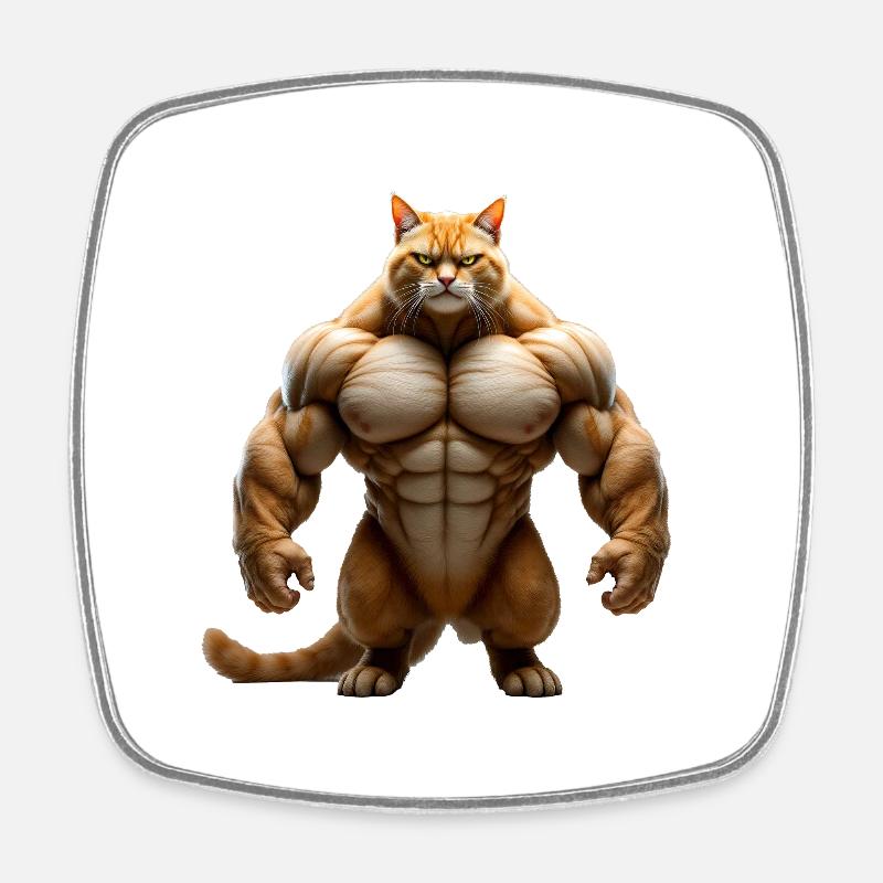 Musclecat - Square fridge magnet - white