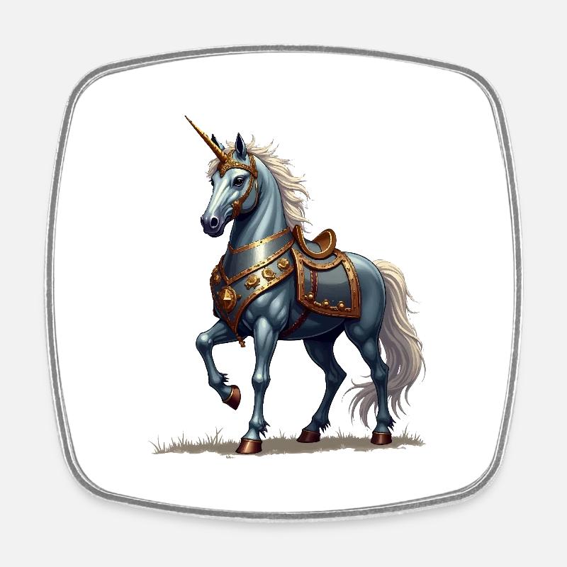 Scottish Knight Unicorn - Square fridge magnet - white
