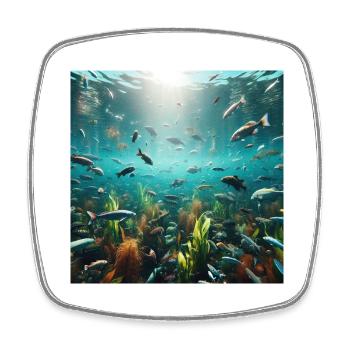 Clear Water Fish Show - Square fridge magnet - white - Front