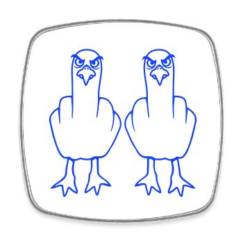 2 Seagulls Middle Finger Insult Stinkfinger Team - Square fridge magnet - white - Front