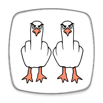 2 Seagulls Middle Finger Insult Stinkfinger Team - Square fridge magnet - white - Front