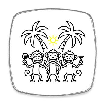 Singes de fête Palmiers de vacances - Magnet carré - blanc - Devant