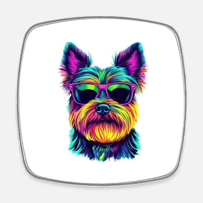 Yorki Yorkshire Terrier - Square fridge magnet - white
