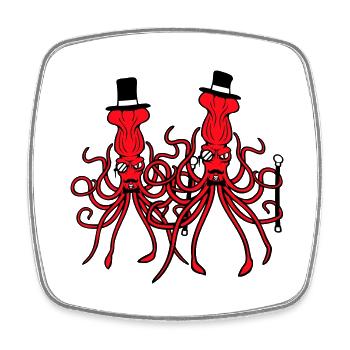 2 Kraken Mr. Sir Hat Monocle Lunettes Rich Friends - Magnet carré - blanc - Devant