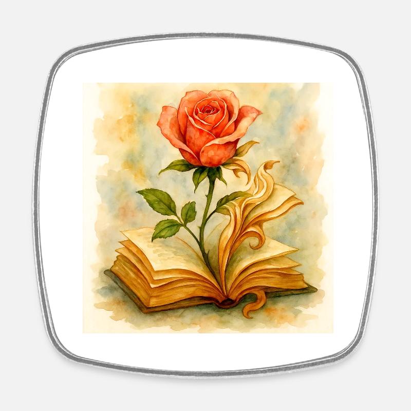 Beech and flower - Square fridge magnet - white