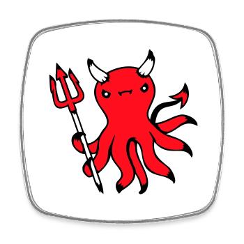 Pieuvre Diable Enfer Satan Mal Purgatoire Vilain Coquin - Magnet carré - blanc - Devant
