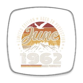 Juin 1962 Cadeau 63e Anniversaire juin 1962 Retro - Magnet carré - blanc - Devant