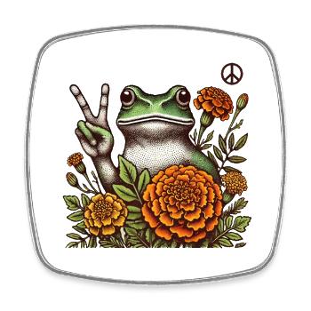 Vintage Hippie Frog - Square fridge magnet - white - Front
