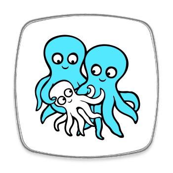 Pieuvre Maman Papa Enfant Bébé Mère Père Famille - Magnet carré - blanc - Devant