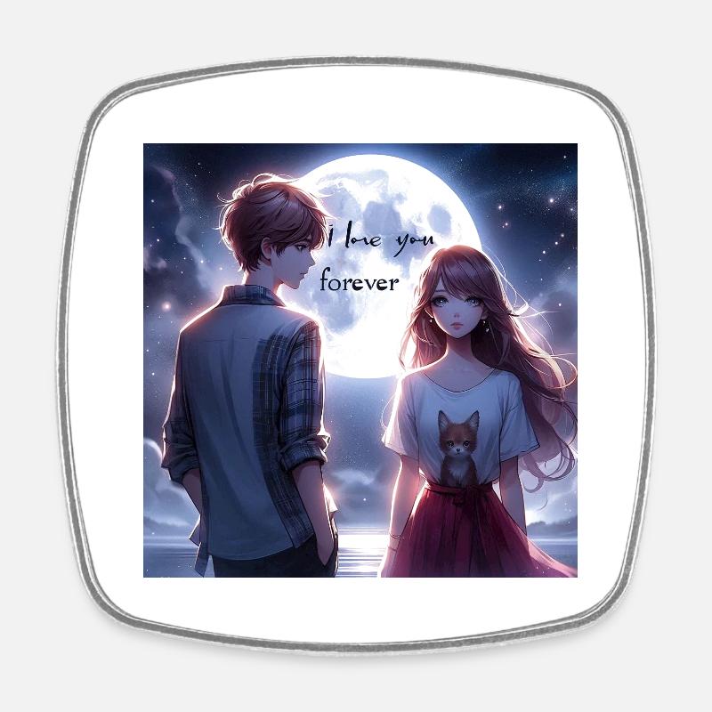 Young Beautiful Love - Square fridge magnet - white