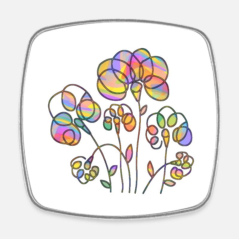 Fleur - Magnet carré - blanc
