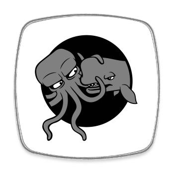 Oktopus Wal 2 Kämpfen Tiefsee Monster Seemonster - Viereckiger Kühlschrankmagnet - Weiß - Vorne