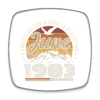 Juin 1983 Cadeau 42e Anniversaire juin 1983 Retro - Magnet carré - blanc - Devant