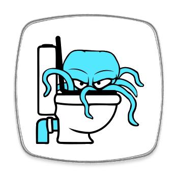 Octopus in Toilet Toilet Toilet Toilet Bowl Toilet Flush - Square fridge magnet - white - Front