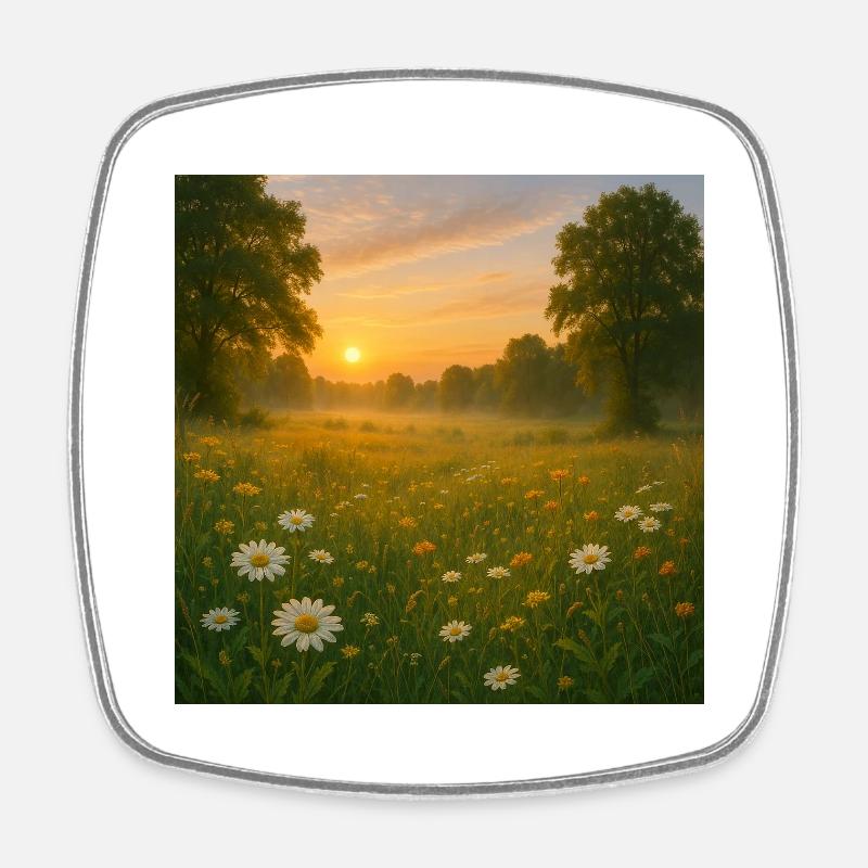 Flower meadow - Square fridge magnet - white