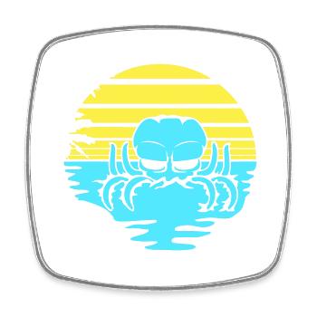 Octopus Mer Coucher de soleil Plage Lignes de vacances - Magnet carré - blanc - Devant