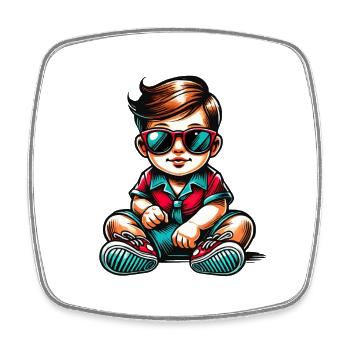 Baby Sonnenbrille Comic - Viereckiger Kühlschrankmagnet - Weiß - Vorne