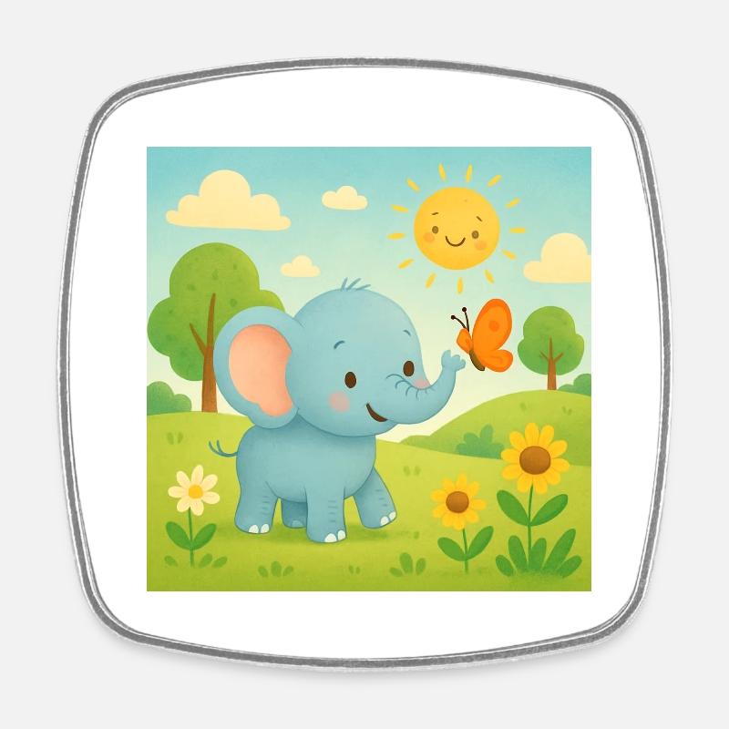 Elefant - Viereckiger Kühlschrankmagnet - Weiß