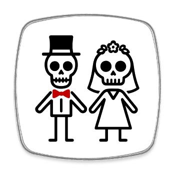 Ehepaar Hochzeit Skelett - Viereckiger Kühlschrankmagnet - Weiß - Vorne