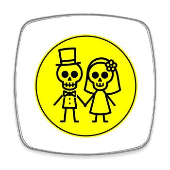 Mariage squelette drôle couple - Magnet carré - blanc - Devant