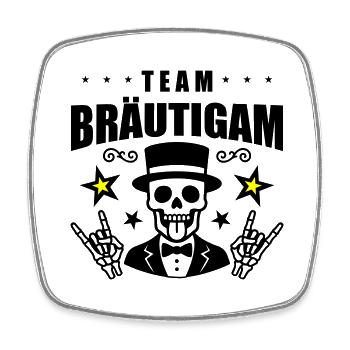 Team Bräutigam Hochzeit Skull - Viereckiger Kühlschrankmagnet - Weiß - Vorne