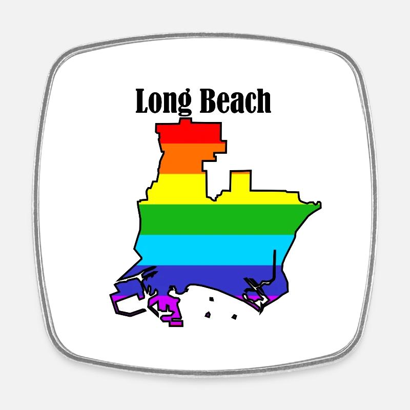 Long beach - Square fridge magnet - white