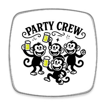 Party Crew Monkey Beer - Square fridge magnet - white - Front